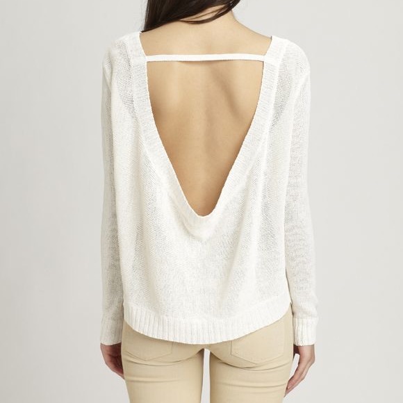Inhabit Grey Open Draped Back Linen Sweater - Picture 16 of 16